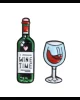 botella y copa de vino pin metalico