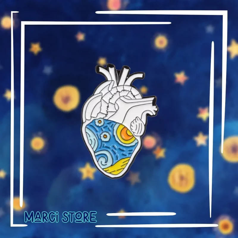 Pin metálico Corazón Van Gogh La Noche Estrellada Arte