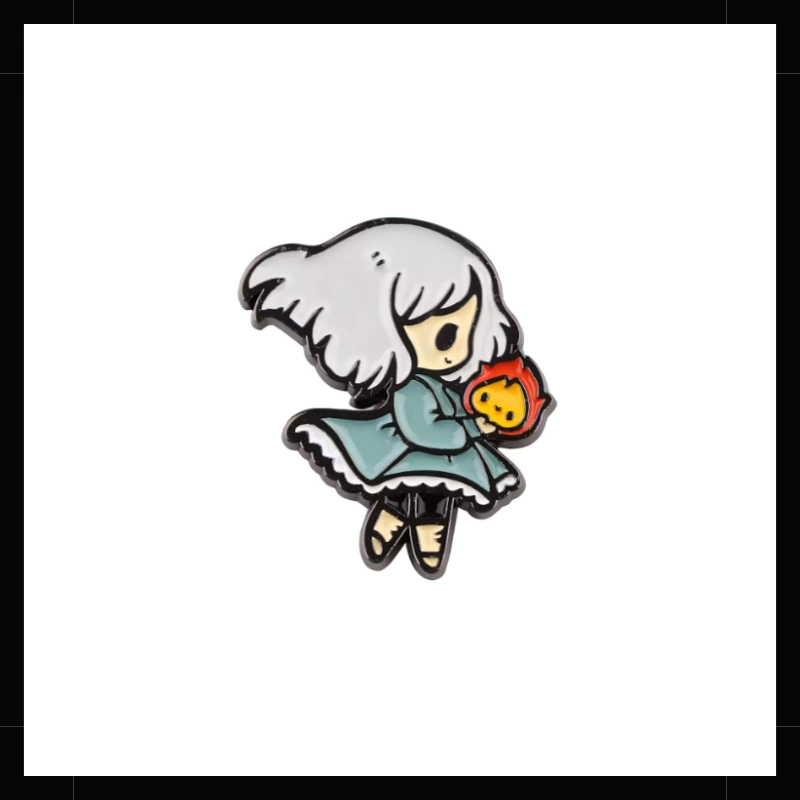 Pin Sophie El Castillo Vagabundo Ghibli Pin Metálico Calcifer y Sophie